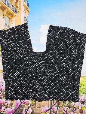 Escada Vintage Polkadot Silk Wide Leg Pants Size Large